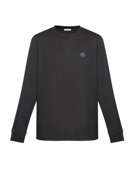 Moncler Gray Logo-Patch Long-Sleeve T-Shirt for men