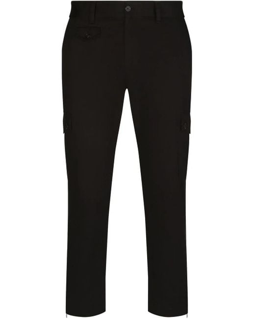 Dolce & Gabbana Black Logo-Tag Cargo Trousers for men