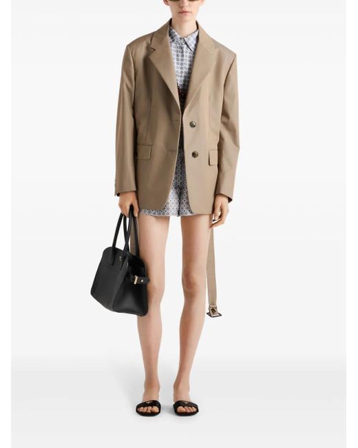 Prada Natural Single-Breasted Twill Blazer