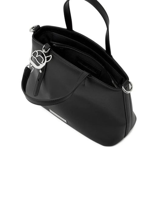 Karl Lagerfeld Black Small Logo-Plaque Tote Bag