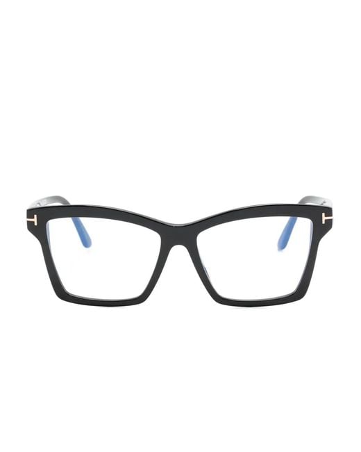 Tom Ford Black T-Hinge Square-Frame Glasses