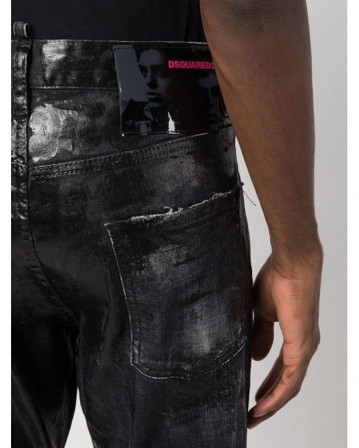 DSquared² Coated-finish Slim-fit Jeans in het Gray voor heren
