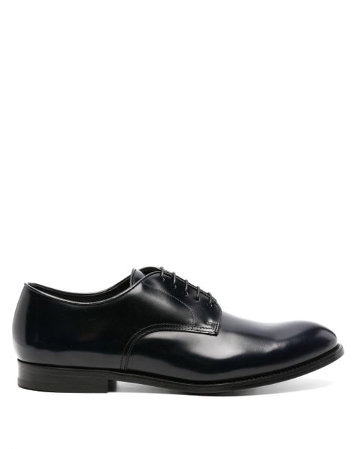 Doucal's Black Leather Derby Shoes for men