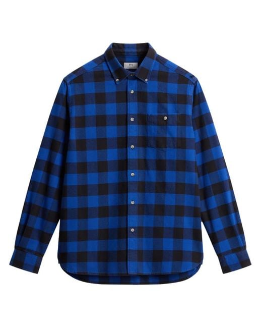 Woolrich Blue Check Pattern Flannel Shirt for men