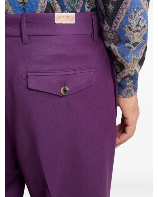 Etro Purple Welt-Pockets Tailored Trousers for men