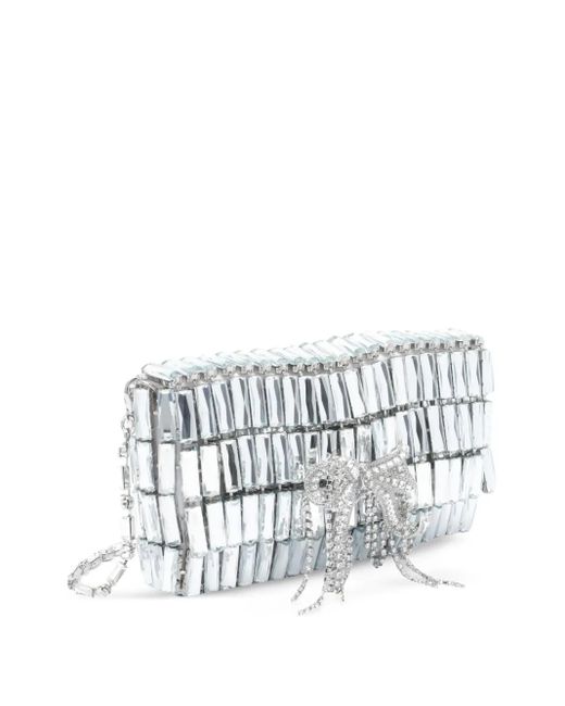 Self-Portrait White Crystal-Embellished Bow Shoulder Bag