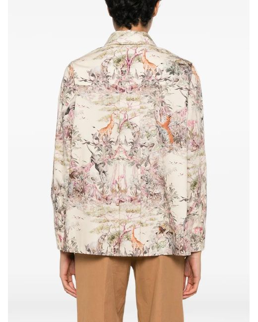 Momoní Natural Ostina Animal-Print Cotton Shirt
