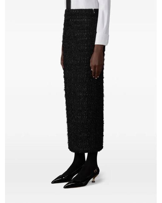 Thom Browne Black Satin Ribbon Frayed Skirt