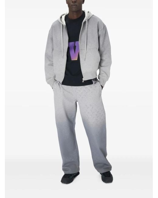MARINE SERRE Gray Moon-Pattern Fleece Hoodie
