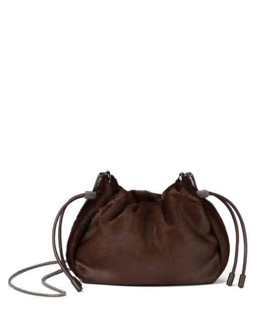 Brunello Cucinelli Mellow バケットバッグ ミニ Brown