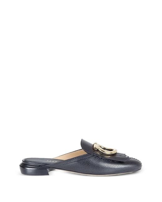 Ferragamo White Gancini Fringed Mules