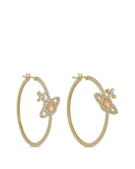 Vivienne Westwood Metallic Olympia Pavé Orb Hoop Earrings