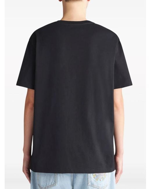 Etro Black T-shirt Con Ricamo