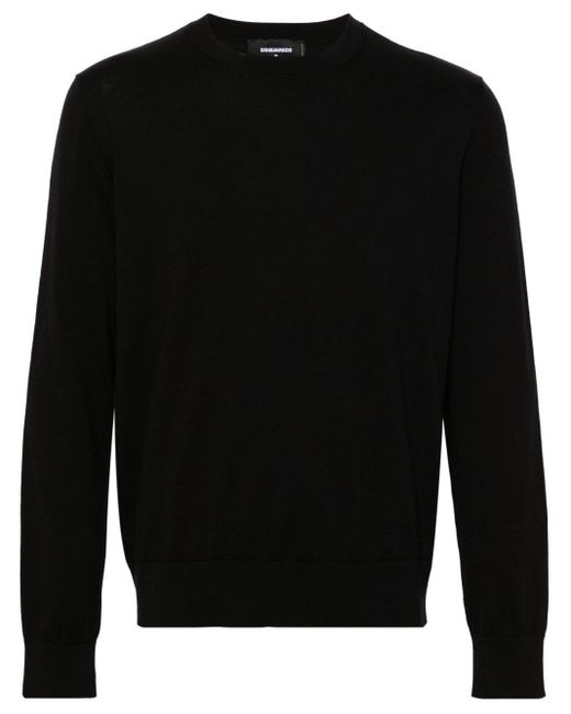 Maglione con placca logo di DSquared² in Black da Uomo