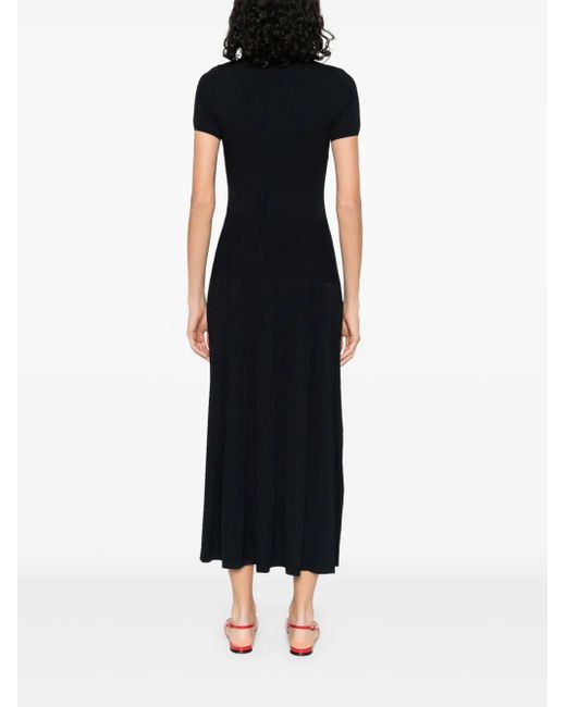 Sandro Black Gestricktes Midikleid