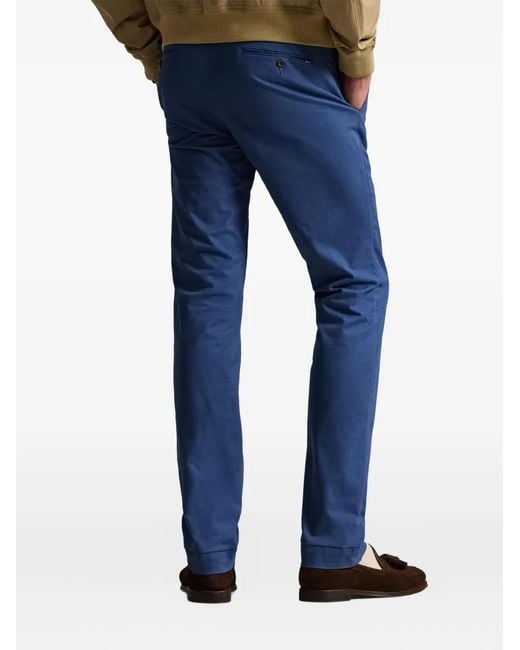 Polo Ralph Lauren Blue Flat-Front Straight-Leg Trousers for men