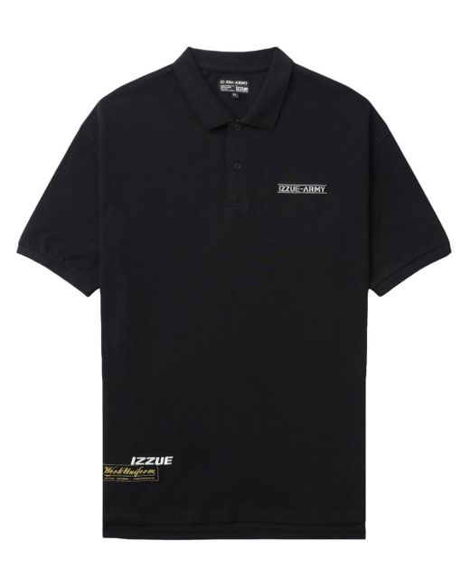 Izzue Black Logo-print Cotton Polo Shirt for men
