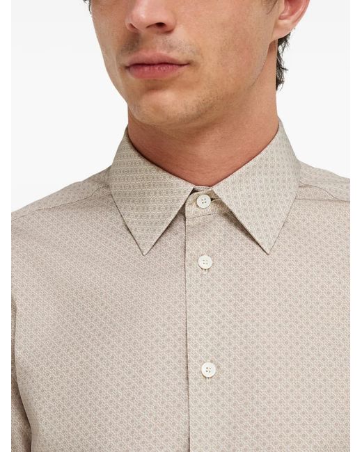 Ferragamo White Micro-Patterned Shirt for men