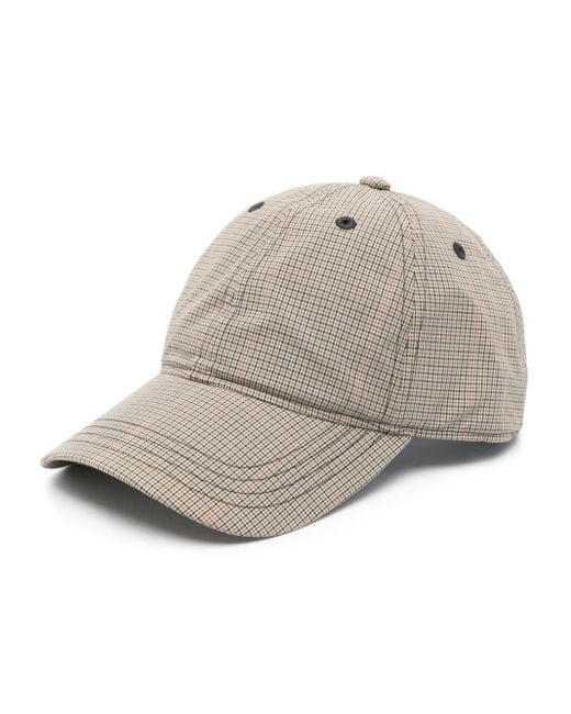 Our Legacy Gray Logo-engraved Checked Cap for men