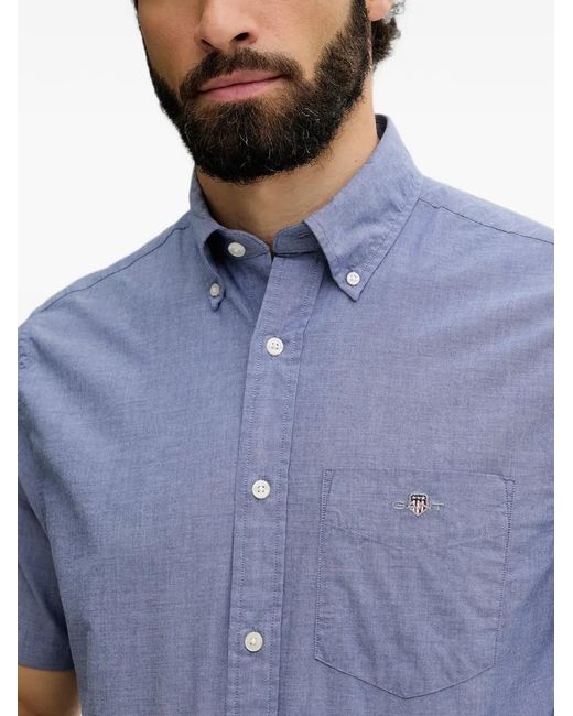 Gant Blue Button-Down Short-Sleeve Shirt for men