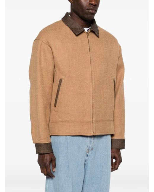 Visvim Natural Contrast-Collar Zip Jacket for men