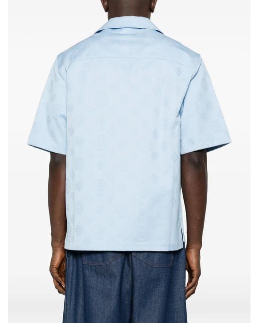 Casablanca Blue Monogram Short-Sleeve Shirt for men