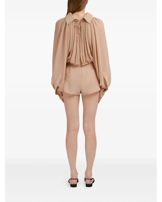 Marni Natural Puff-Sleeve Gathered Jumpsuit