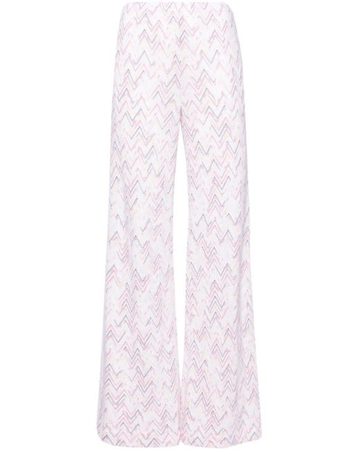 Missoni Pink Zigzag-woven Wide-leg Trousers