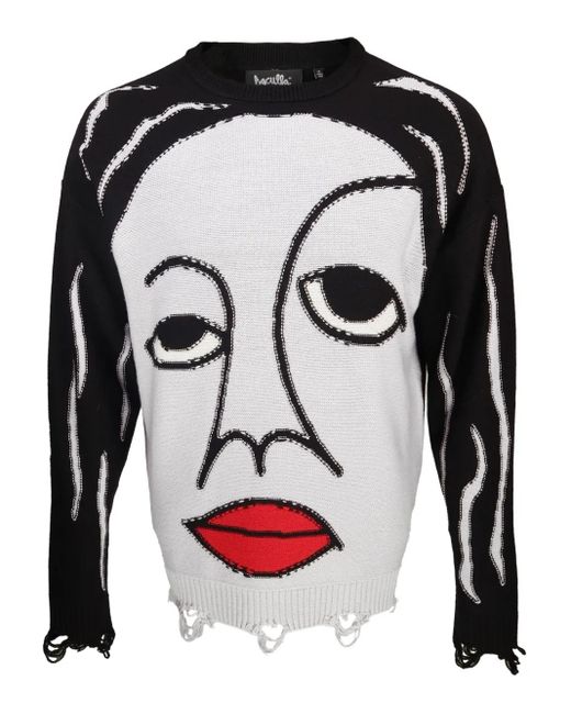 Haculla Ausgefranster Pullover Mit Gesicht-Print in Black für Herren