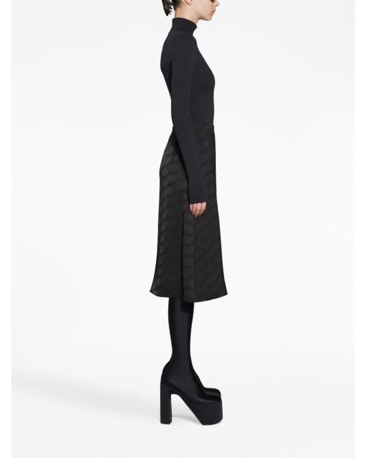 Balenciaga Black Logo Jacquard A-line Skirt