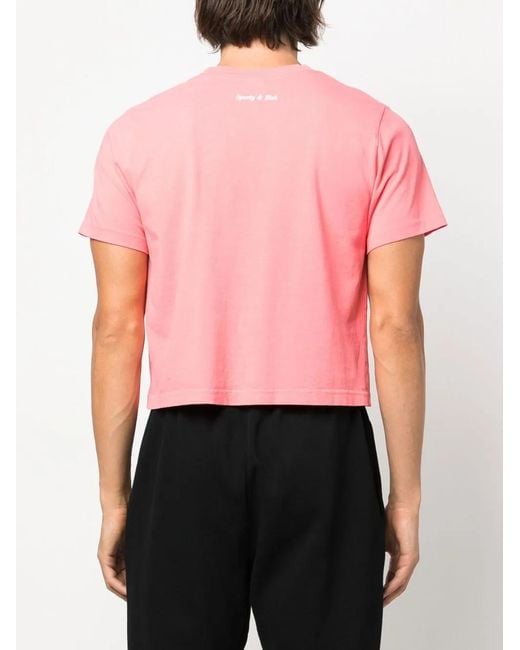 Sporty & Rich Pink Be Nice Slogan-Print Cropped T-Shirt