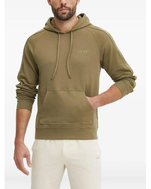 HUGO Green Logo-Embroidered Hoodie for men
