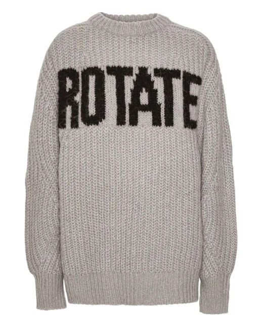 ROTATE BIRGER CHRISTENSEN Gray Gerippter Strickpullover Mit Logo