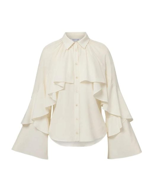 Blouse Volantée À Manches Évasées Veronica Beard en coloris White