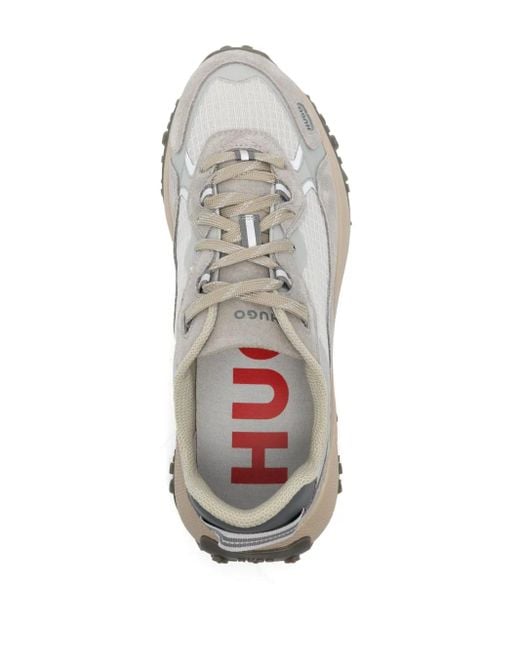 HUGO White Panelled-Design Sneakers for men