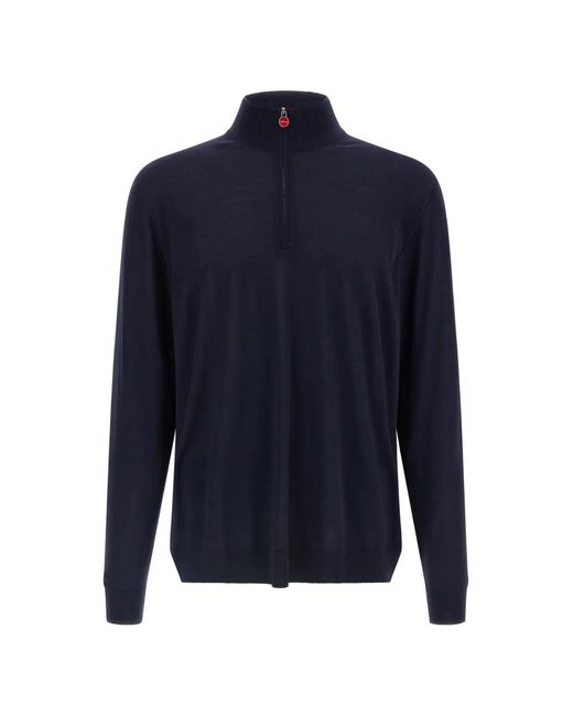 Kiton Blue Half-Zip Sweater for men