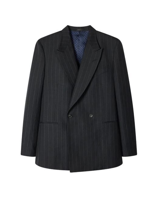 Paul Smith Black Pinstripe Double-Breasted Blazer for men