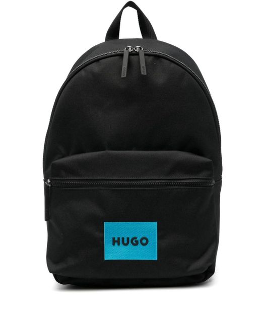 HUGO Black Logo-patch Backpack for men