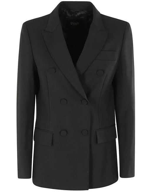 Seventy Black Double-Breasted Blazer