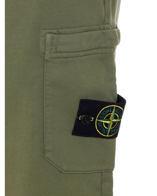 Stone Island Green Elasticated Patch Logo Track Pants for men
