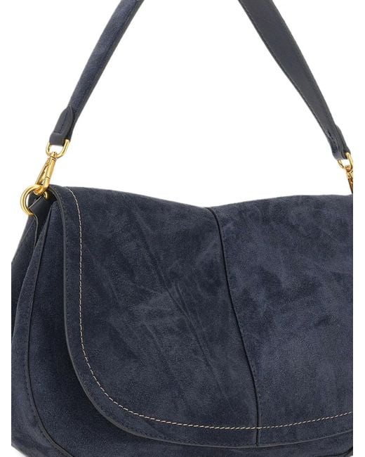 Gianni Chiarini Blue Large Helena Round Suede Tote Bag