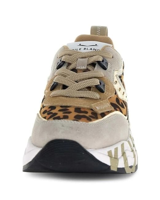 Voile Blanche White Club105 Leopard-Print Sneakers