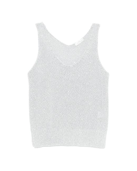 Panicale White V-Neck Knitted Vest
