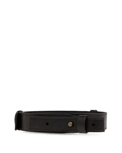 Emporio Armani Black Monogram-Print Buckled Messenger Bag for men