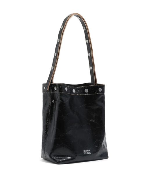 Bimba Y Lola Black Carlino Studded Leather Shoulder Bag