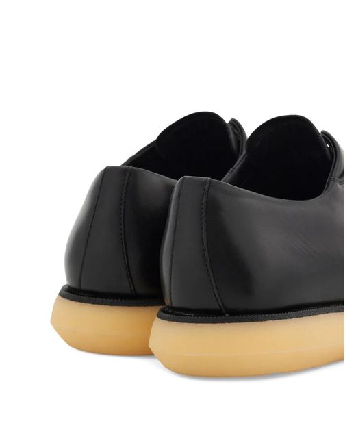 Ferragamo Black Logo-Debossed Derby Shoes for men