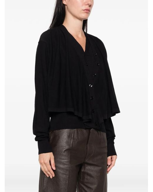 Lemaire Black Trompe L'Oeil Button-Down Cardigan