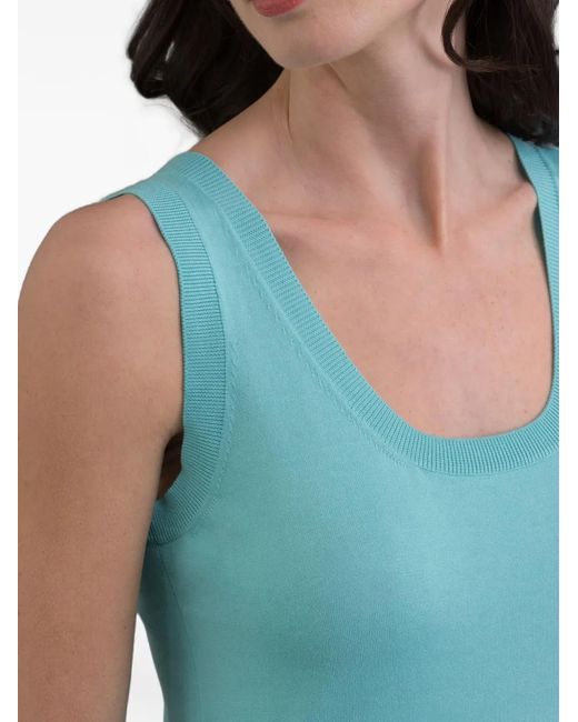 Moorer Blue Sabela Ribbed-Trim Tank Top