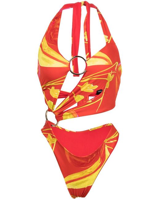 Louisa Ballou Red Sex Wax Asymmetric Swimsuit