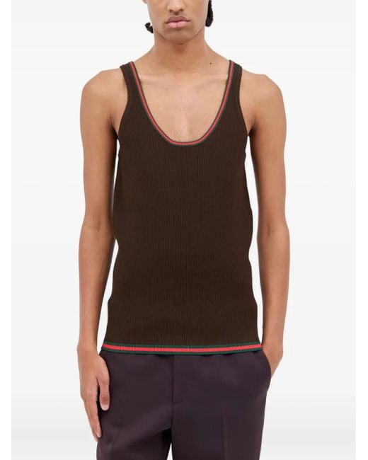 Gucci Gilet Met Geribbelde Afwerking En Diepe Ronde Hals in het Black voor heren